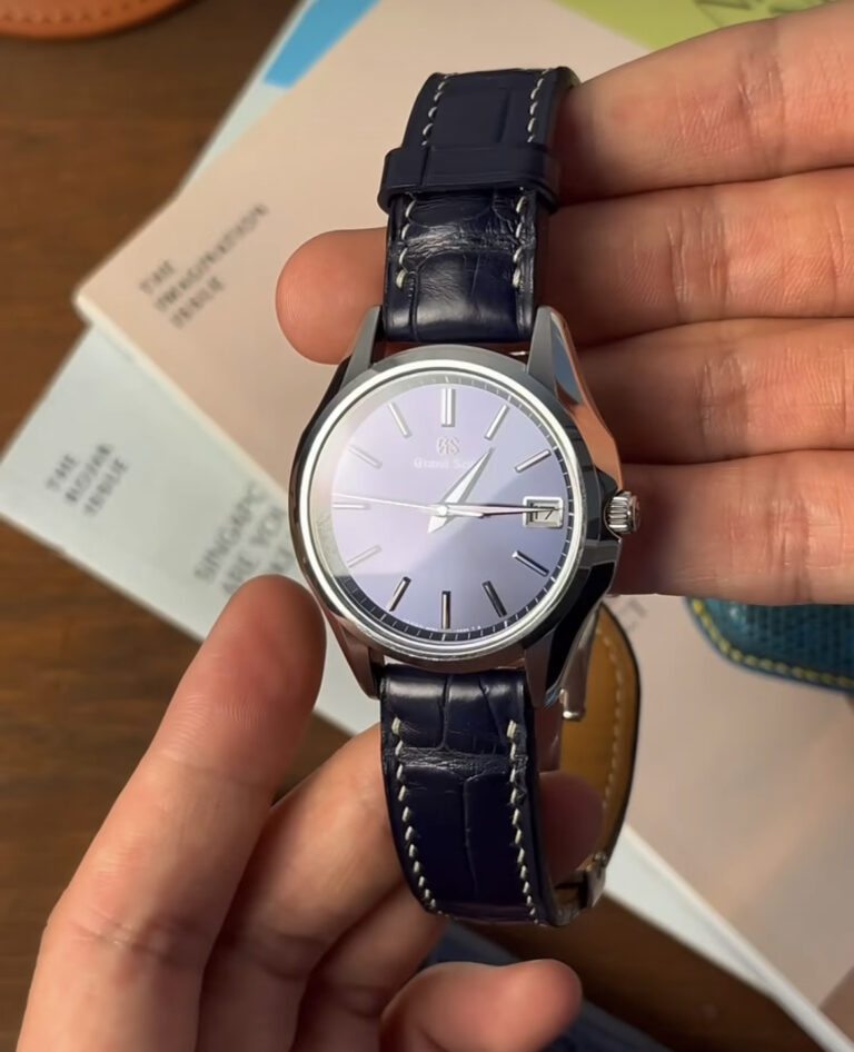 High quality leather strap on Grand Seiko