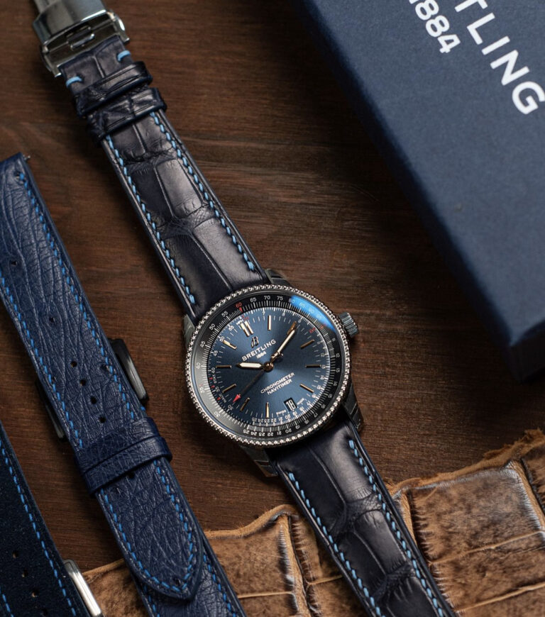 Quality leather strap on Breitling
