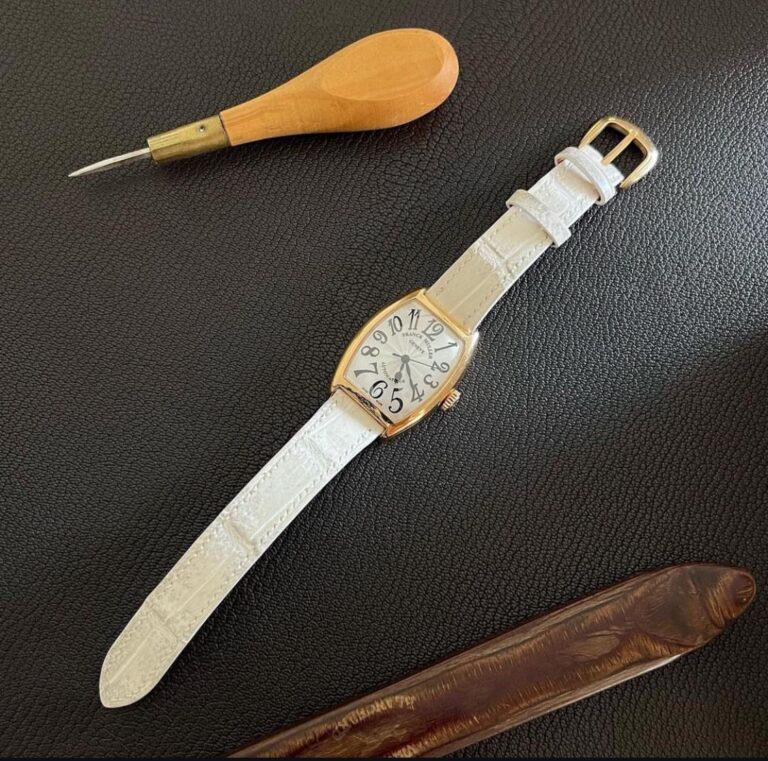 Himalayan alligator strap on Franck Muller