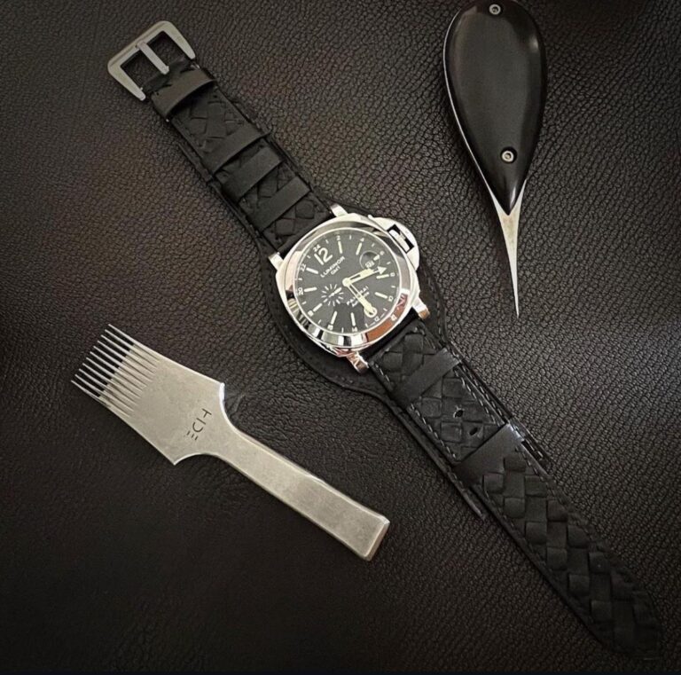 Intrecciato bund watch strap on Panerai