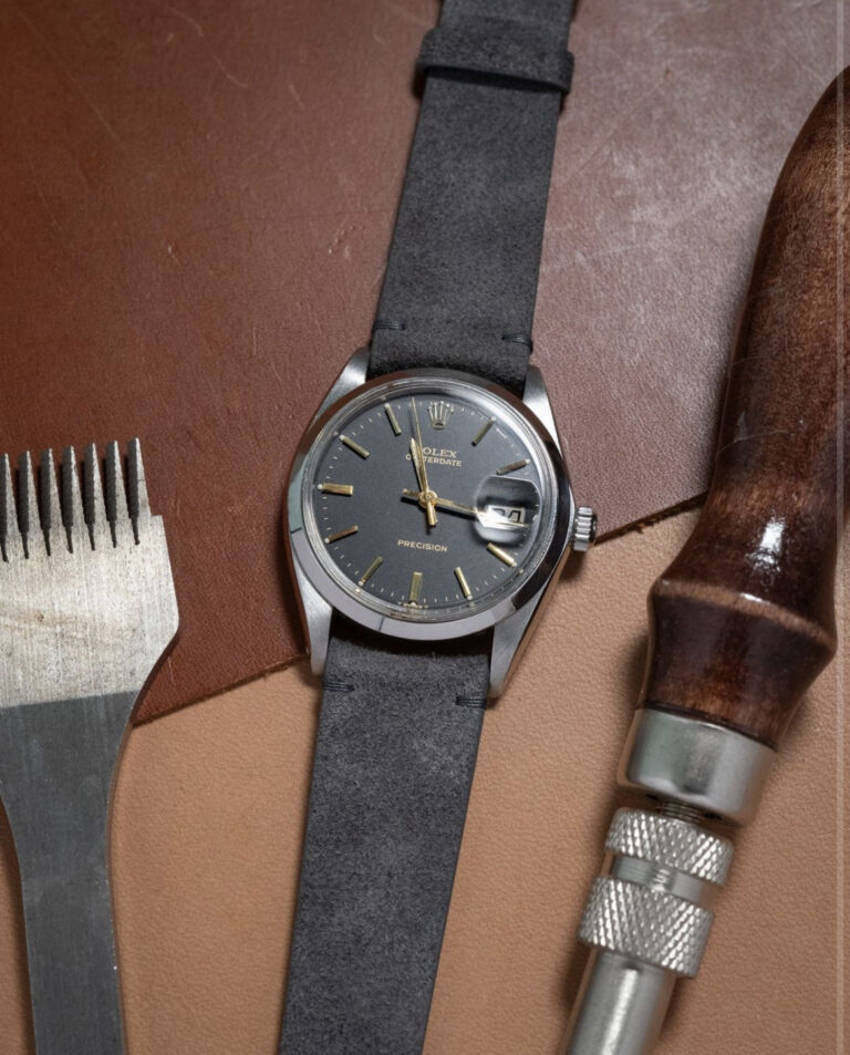 Suede leather strap on rolex