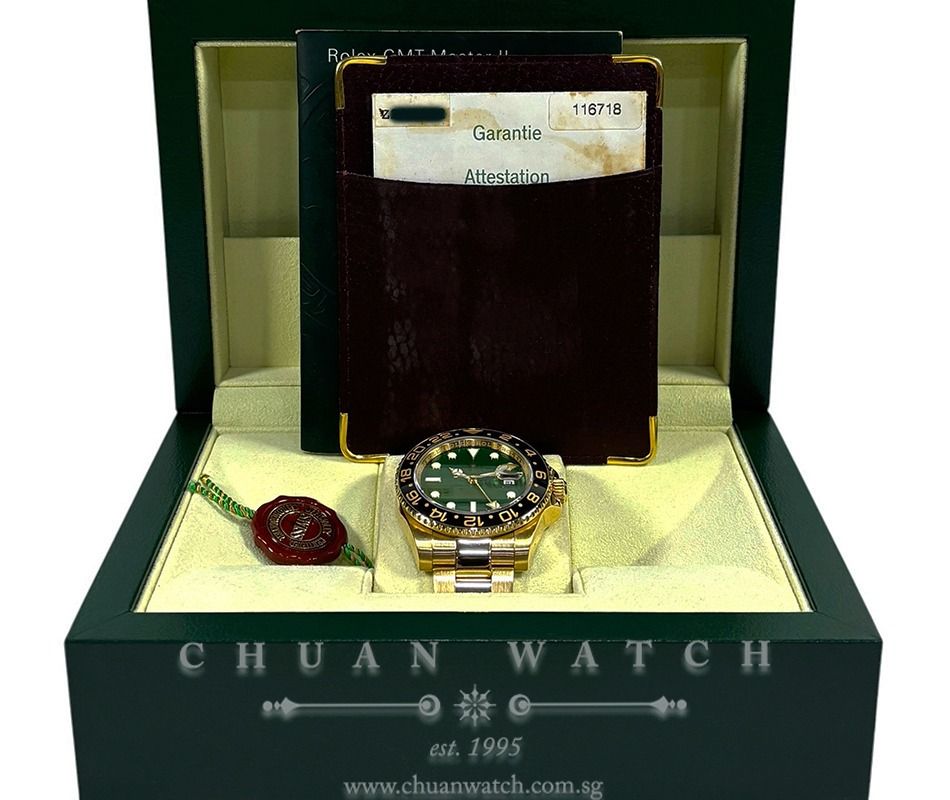 Pre-Owned Rolex GMT-Master II Yellow Gold 116718LN Jade Green - Discontinued