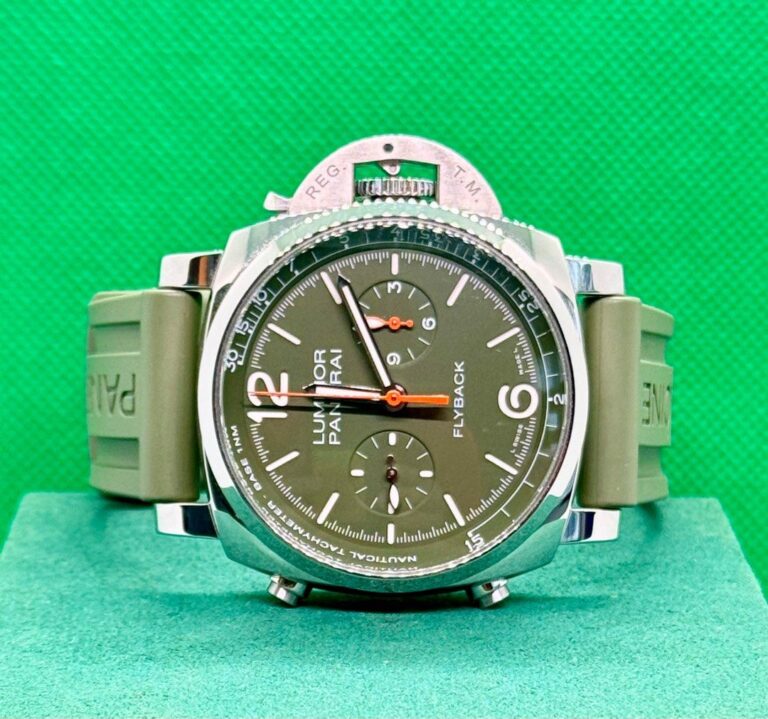 Pre Owned 01/2022 Panarai Luminor Chrono Flyback Verde Militare PAM01296