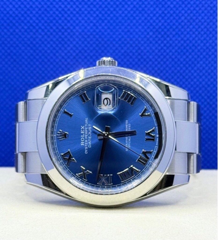 [Unpolished] Pre Owned 05/2024 Rolex 126300 Datejust 41 Azzurro Blue Roman Dial Oyster Bracelet