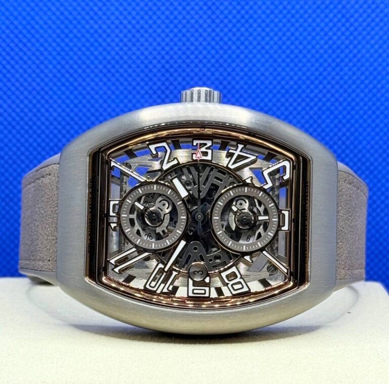Brand New 06/2025 Franck Muller Master Banker Skeleton Dial Titanium Casing Leather Strap V45 MB SC DT SQT BR 5N