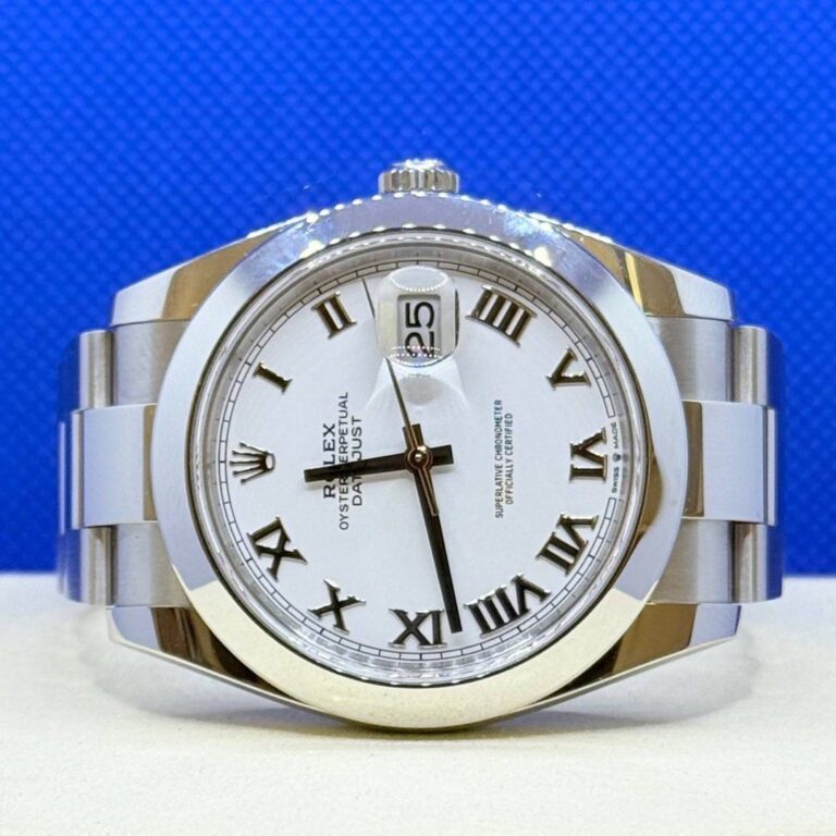 [Unpolished] Pre Owned 05/2024 Rolex 126300 Datejust 41 White Roman Dial Oyster Bracelet