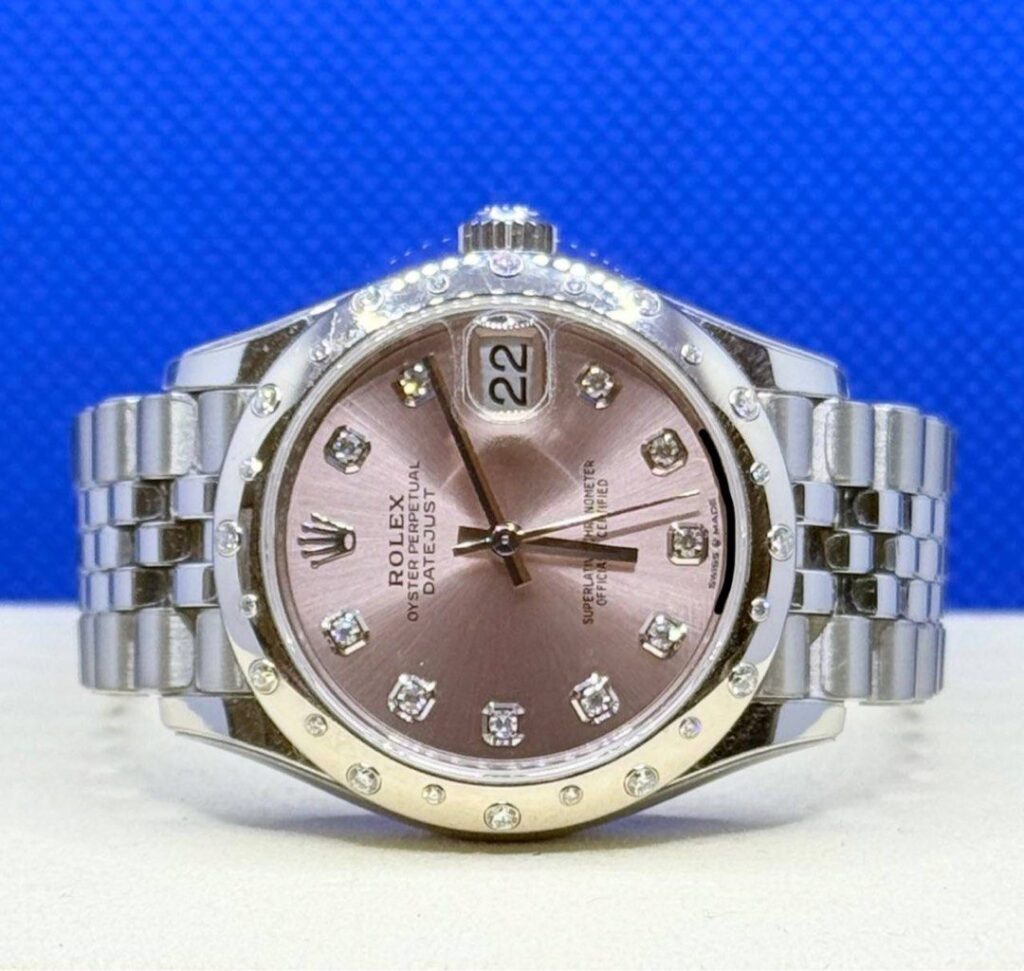 [Unpolished] Pre Owned 07/2024 Rolex 278244RBR Datejust 31 Pink 10 Points Diamonds Dial Factory Diamond-Set Bezel Jubilee Bracelet