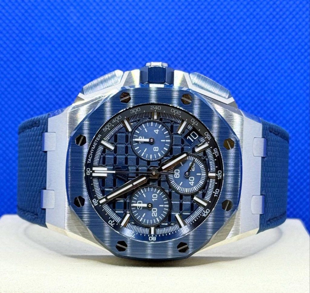 Brand New 07/2025 Audemars Piguet Royal Oak Offshore Chronograph “Bleu Nuit, Nuage 50” “Mega Tapisserie” Dial 26420SO.OO.A029VE.01