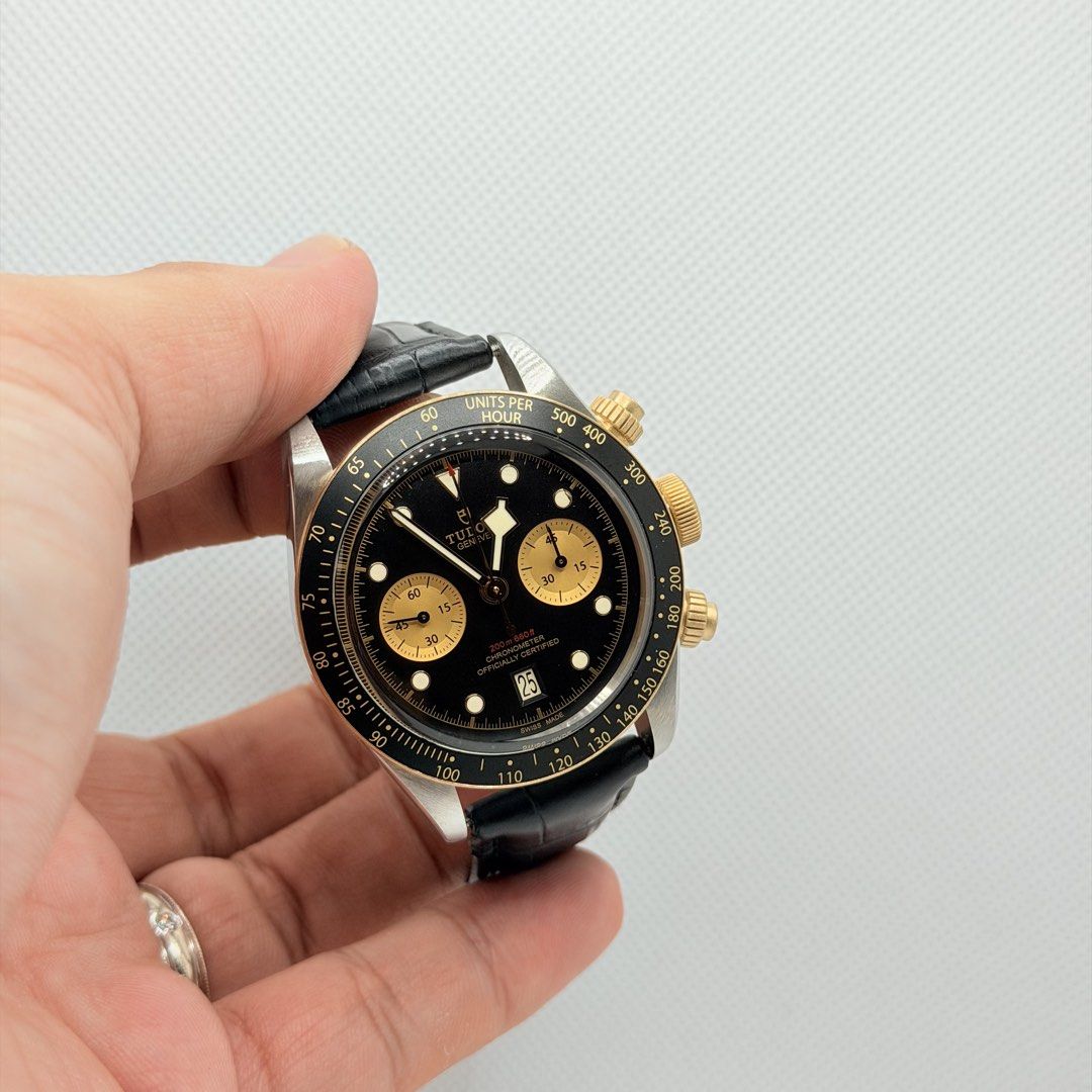 Pre Owned 11/2020 Tudor Black Bay Chrono S&G Black Dial Leather Strap 79363N 79363