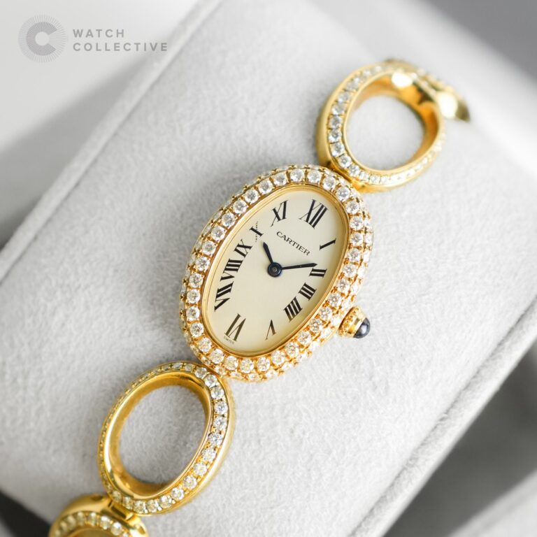 RARE Bracelet🔥Cartier Baignoire 18K yellow gold oval bracelet with custom set diamonds 1967