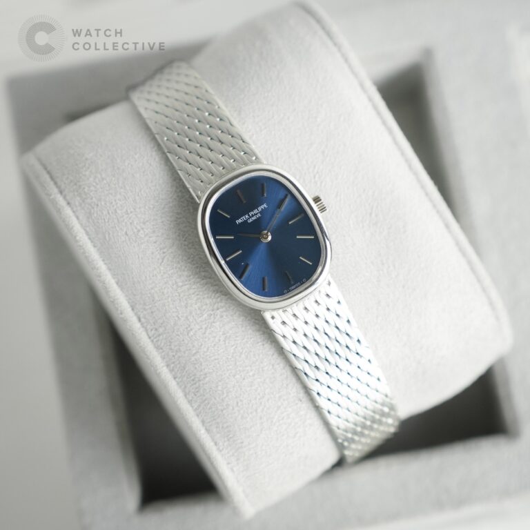 Paper & Archives Patek Philippe Ellipse 18k white gold blue patina dial manual winding 20mm 4564/003