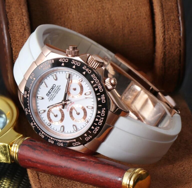 Seiko modification by Watch.Mobster (PREMIUM) Seiko Daytona MOD Rose Gold White