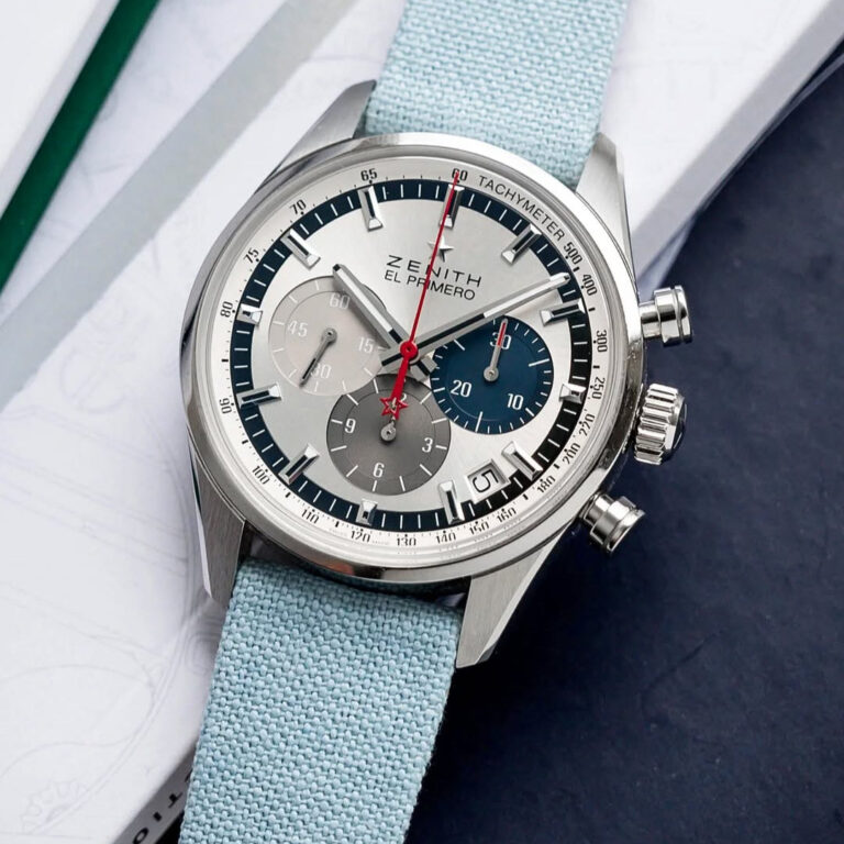 Fine Canvas Watch Strap in Light Blue on Zenith