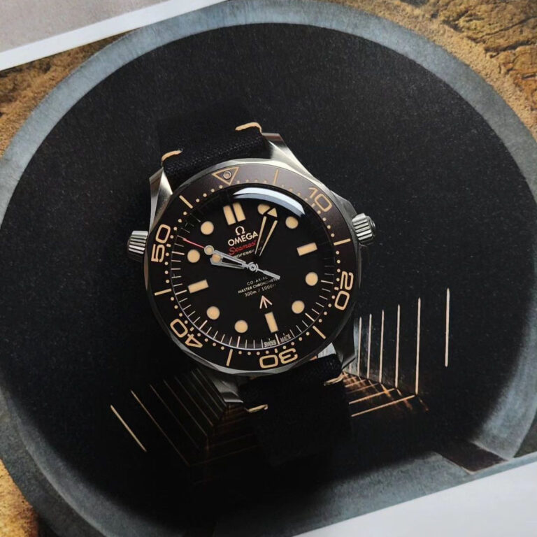 Fine Canvas Strap in Black Coal on Omega
