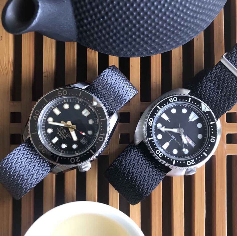 Herringbone Twill Watch Strap in Icarus Blue