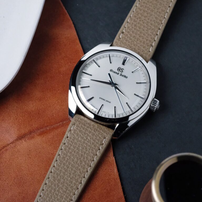 Italian Epsom Leather Watch Strap in Beige on Grand Seiko