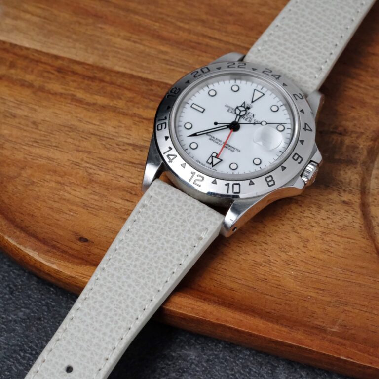 Italian Epsom Leather Watch Strap in White on Rolex