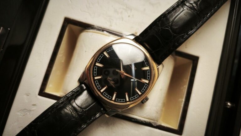 Rolex Cellini Danaos Pink & White 18K Gold Mens Watch 4243/9BIC