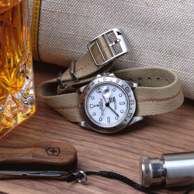 Engraved Stripe Watch Strap on Rolex