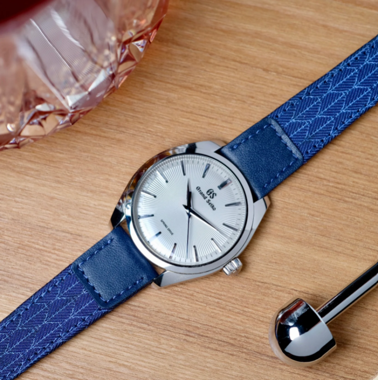 Art Deco Silk Watch Strap On Grand Seiko