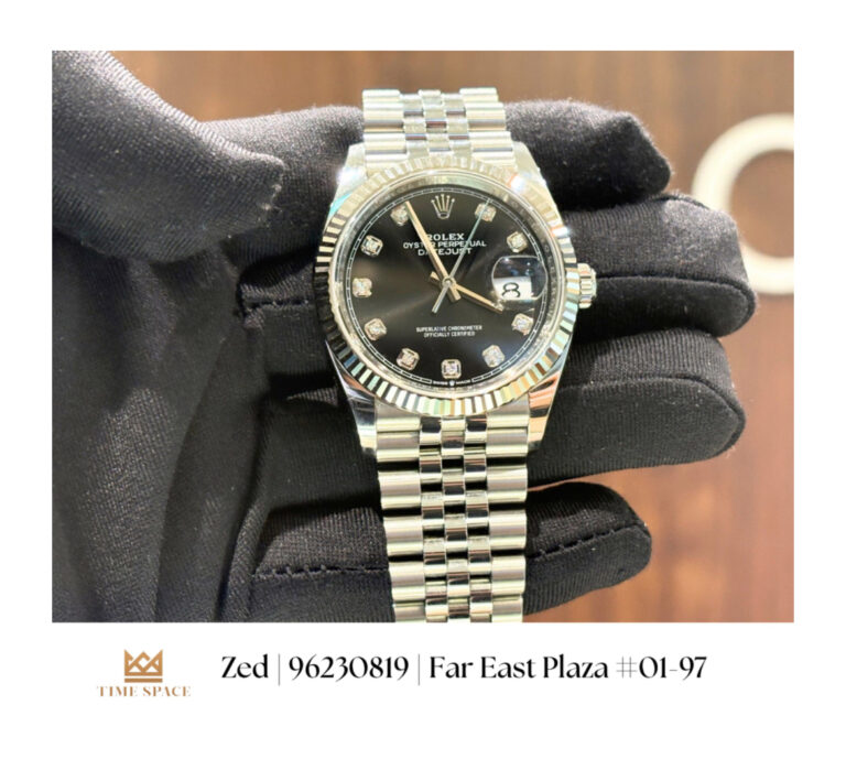 Excellent Condition Rolex Datejust Jubilee Bracelet Fluted Bezel Bright Black Dial with diamonds 36mm 126234