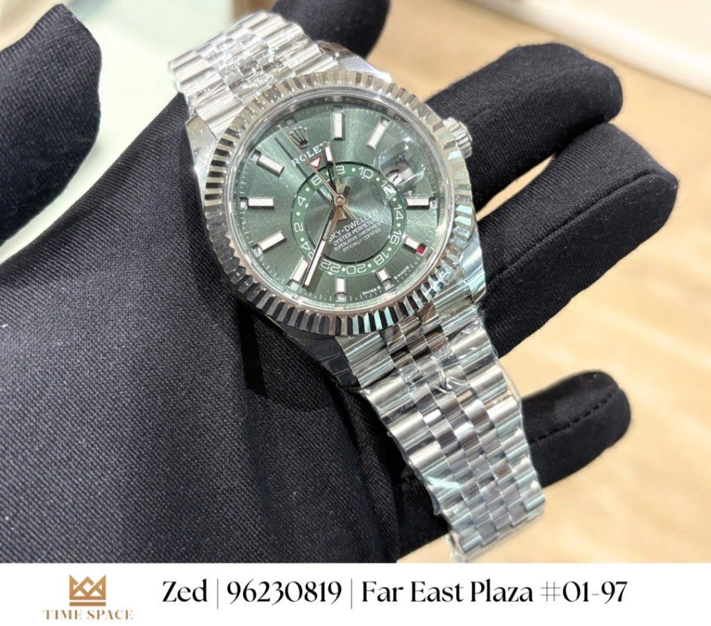 Brand New Rolex Apr 2026 Sky Dweller 336934 Mint Green Dial Jubilee Bracelet 42mm