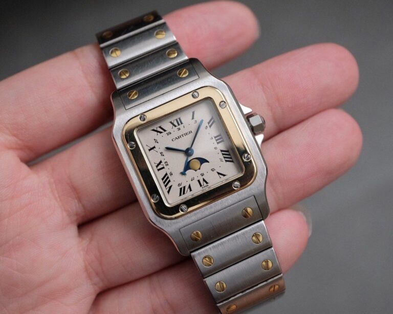 2025 Serviced! Cartier Santos Galbee Moonphase Ref. 119901 Two Tone Steel & Gold
