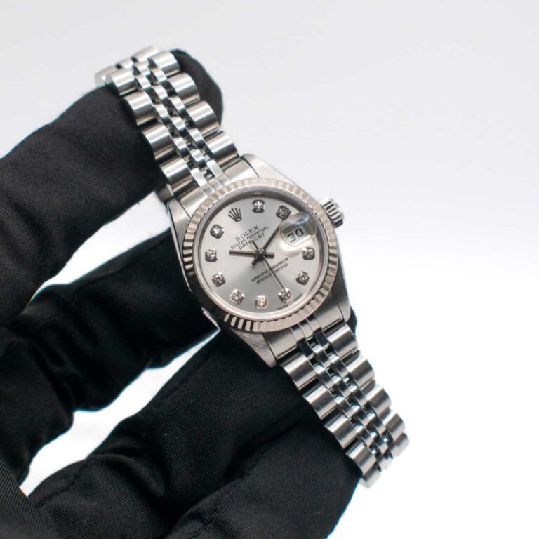 ROLEX LADY-DATEJUST 26 REF. 69174 SILVER DIAMONDS INDEX FULL SET