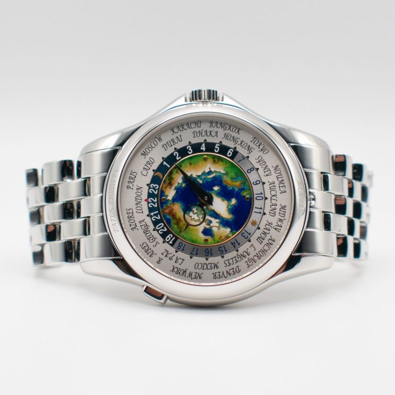 PATEK PHILIPPE WORLD TIME COMPLICATIONS REF. 5131/1P CLOISONNÉ ENAMEL DIAL PLATINUM FULL SET