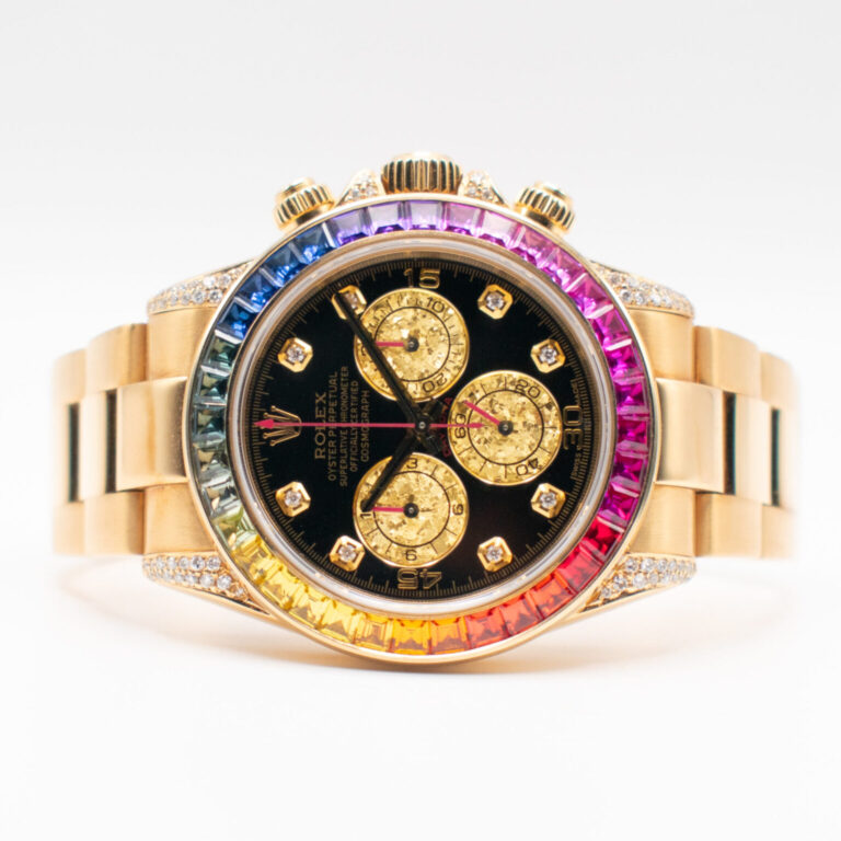 ROLEX DAYTONA YELLOW GOLD REF. 116528 RAINBOW CUSTOM DIAMONDS