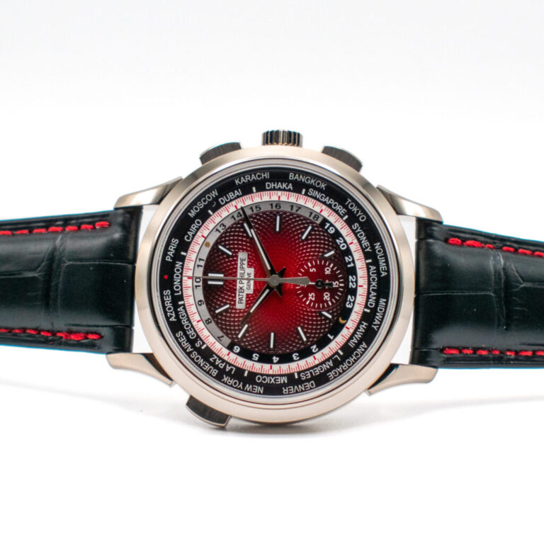 PATEK PHILIPPE WORLD TIME CHRONOGRAPH WHITE GOLD REF. 5930G RED SINGAPORE EDITION