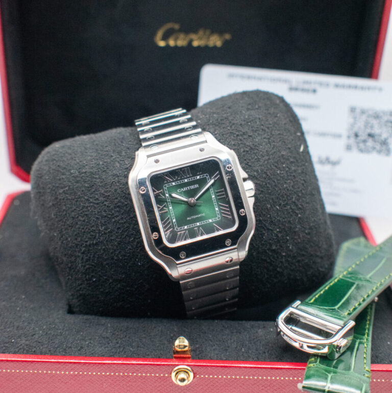 CARTIER SANTOS MEDIUM REF. WSSA0061 GREEN DIAL FULL SET