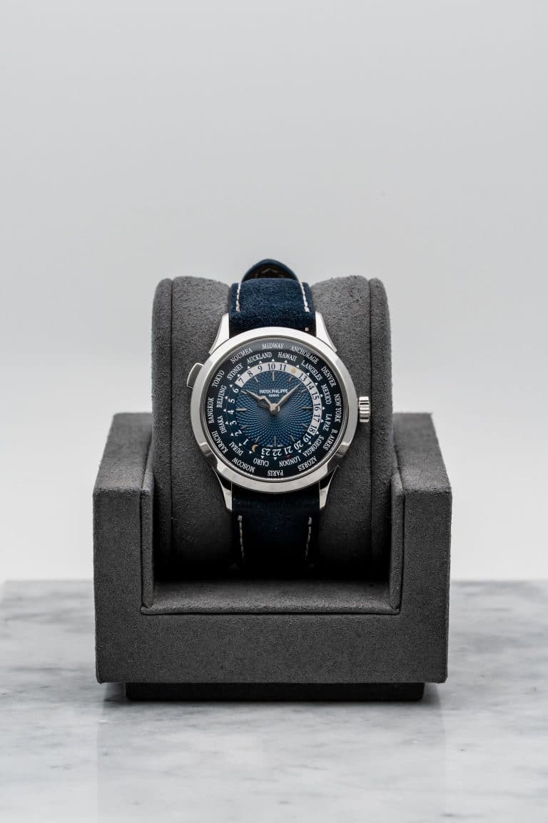 Patek Philippe World Time 5230P-001 Platinum with Blue Guilloché Dial • 2024