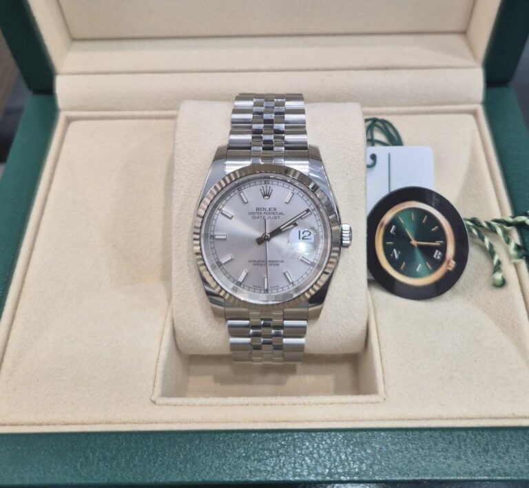 LNIB Late 2018 Rolex Datejust 36mm Silver Baton – 116234
