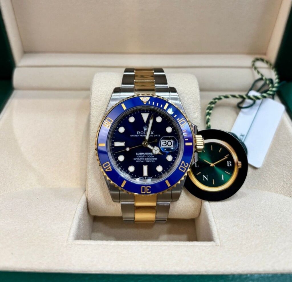 LNIB 2023 Rolex Submariner Sunburst 41mm Half Gold Blue Dial - 126613LB