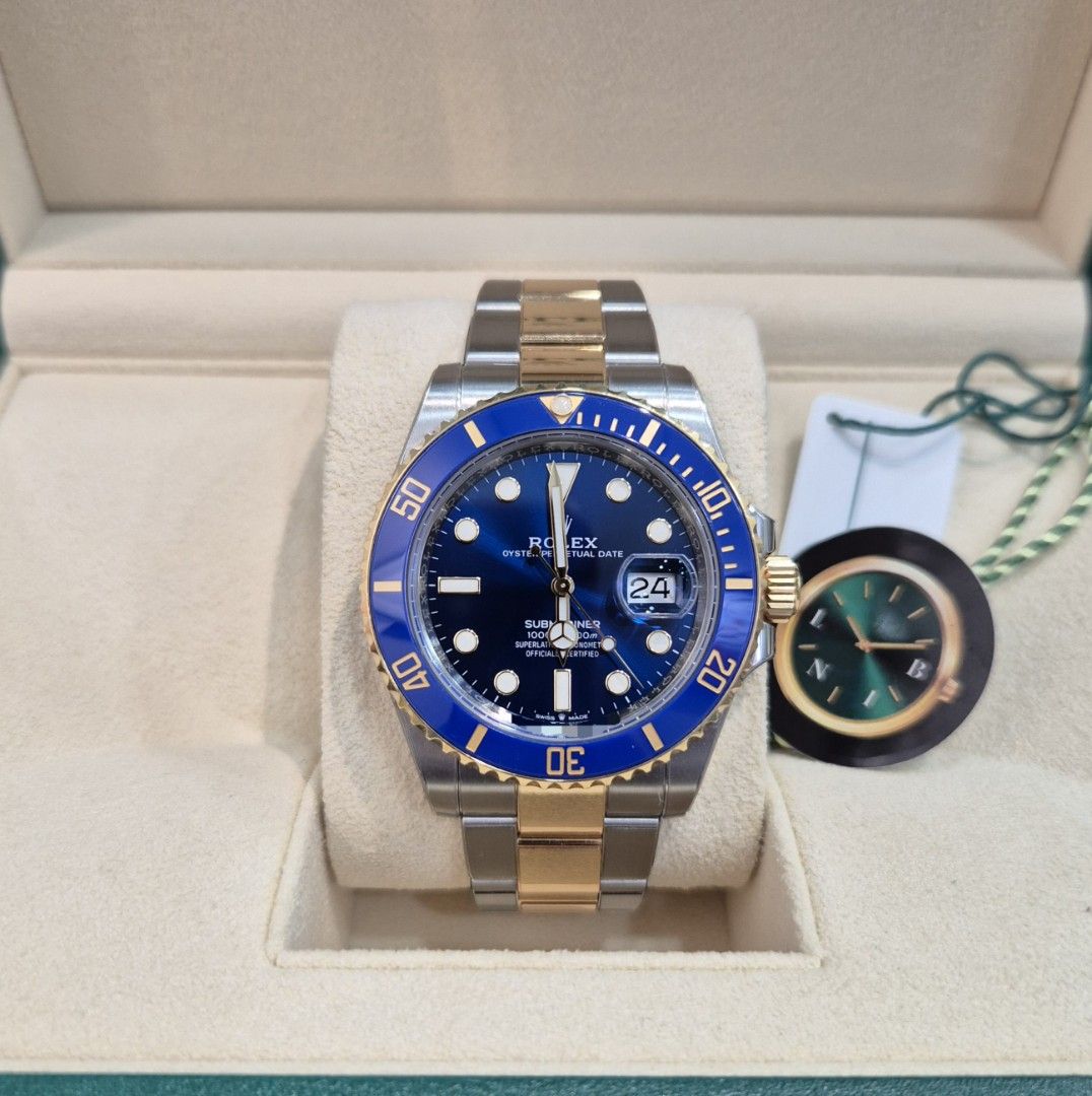 LNIB July 2023 Rolex Submariner Sunburst Blue Dial Half Gold 41mm - 126613LB