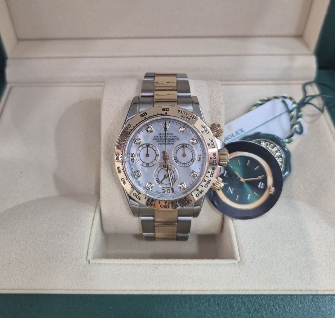 LNIB Oct 2019 Rolex Daytona Half Gold 8pt Diamond White MOP Dial  (Local AD w White Tag) - 116503