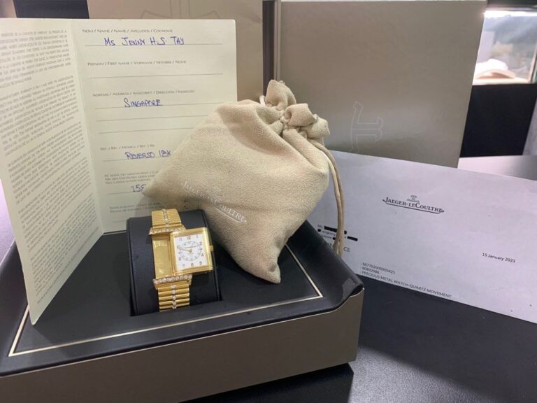Factory Diamonds Jaeger LeCoultre (JLC) Ladies Reverso 18K Full Set Serviced!