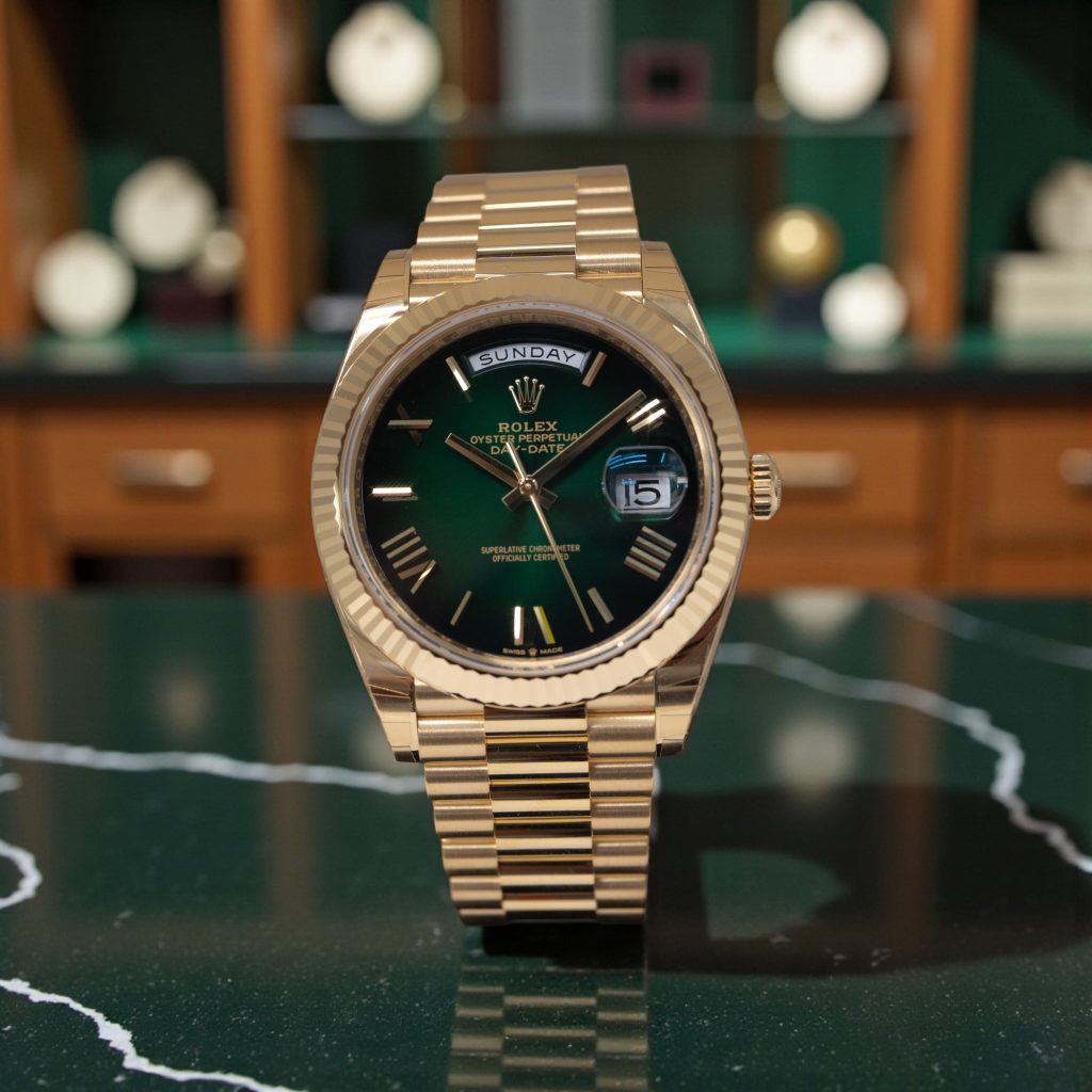 New Full AD Stickers Rolex Day Date Ombre Green Yellow Gold President 228238