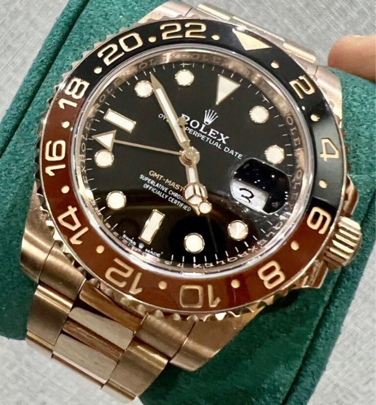 Preowned Y2020 Rolex GMT Master II Full Rosegold Rootbeer 126715CHNR