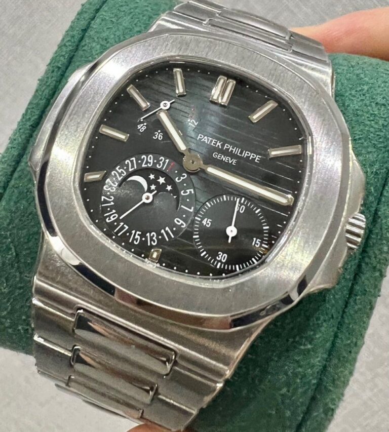Preowned Y2011 Patek Philippe Nautilus Blue Moonphase Steel Bracelet 5712/1A