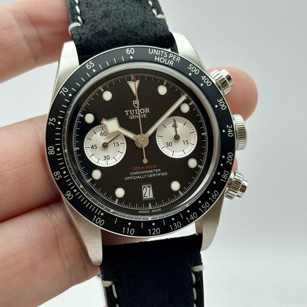 2024 Tudor Black Bay Chrono Reverse Panda 79360 79360N full set leather strap version Black Dial Automatic