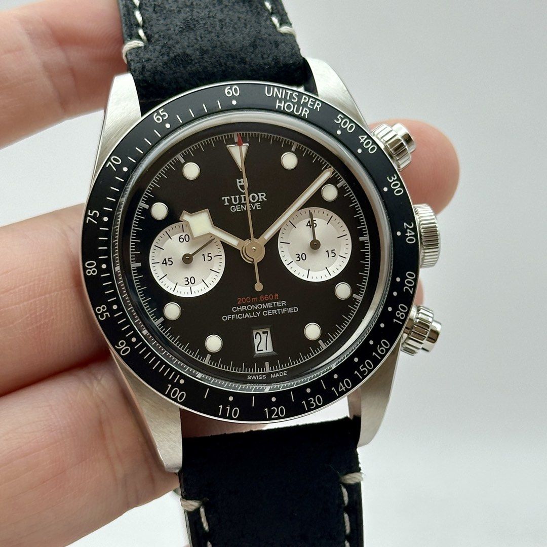 2024 Tudor Black Bay Chrono Reverse Panda 79360 79360N full set leather strap version Black Dial Automatic