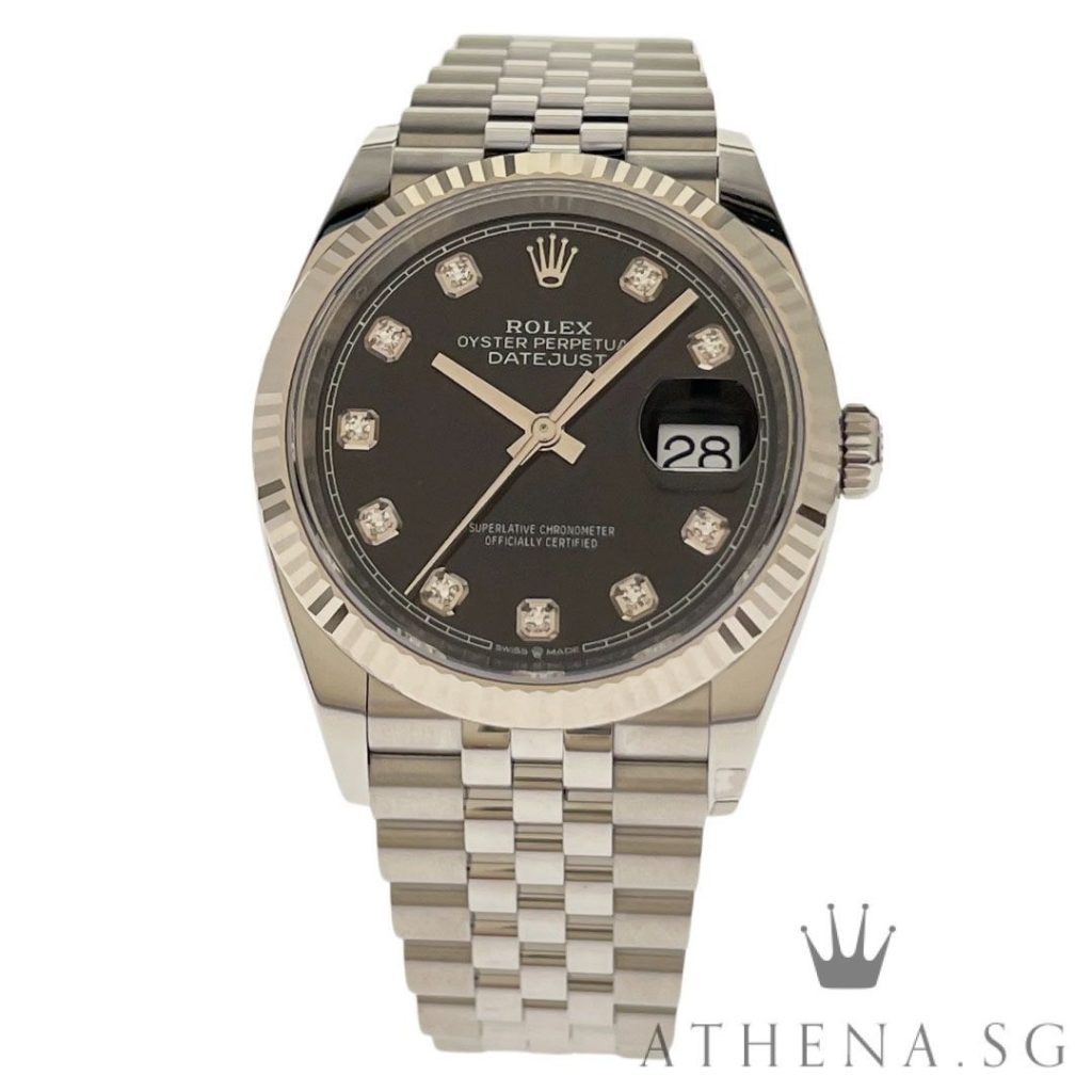 LIKE NEW!! ROLEX OYSTER PERPETUAL MENS SIZE DATEJUST 36 “AN” SERIES “BLACK DIAMOND DIAL” WITH BOX & CERT DATED (05/2025) (STILL UNDER AGENT WARRANTY) 126234