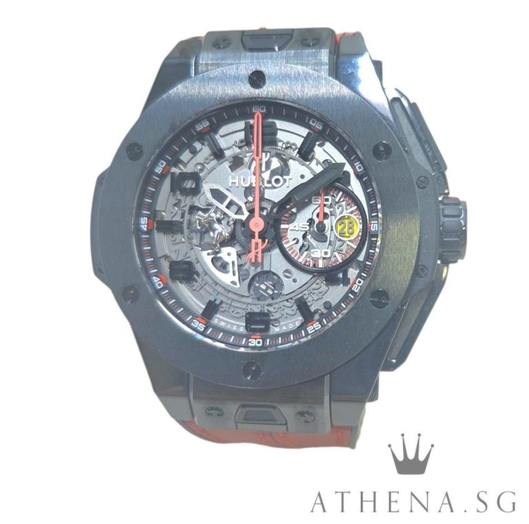 HUBLOT BIG BANG FERRARI ALL BLACK CERAMIC 45 “SKELETON DIAL” LIMITED EDITION 1000 PCS WITH BOX & CERT DATED 09/2013 401.cx.0123.vr