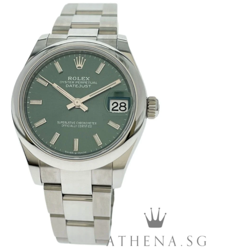 UNWORN!! ROLEX MID-SIZE OYSTER PERPETUAL DATEJUST 31 “AN” SERIES “MINT GREEN DIAL” WITH BOX & CERT DATED 05/2025 (STILLL UNDER AGENT WARRANTY) 278240