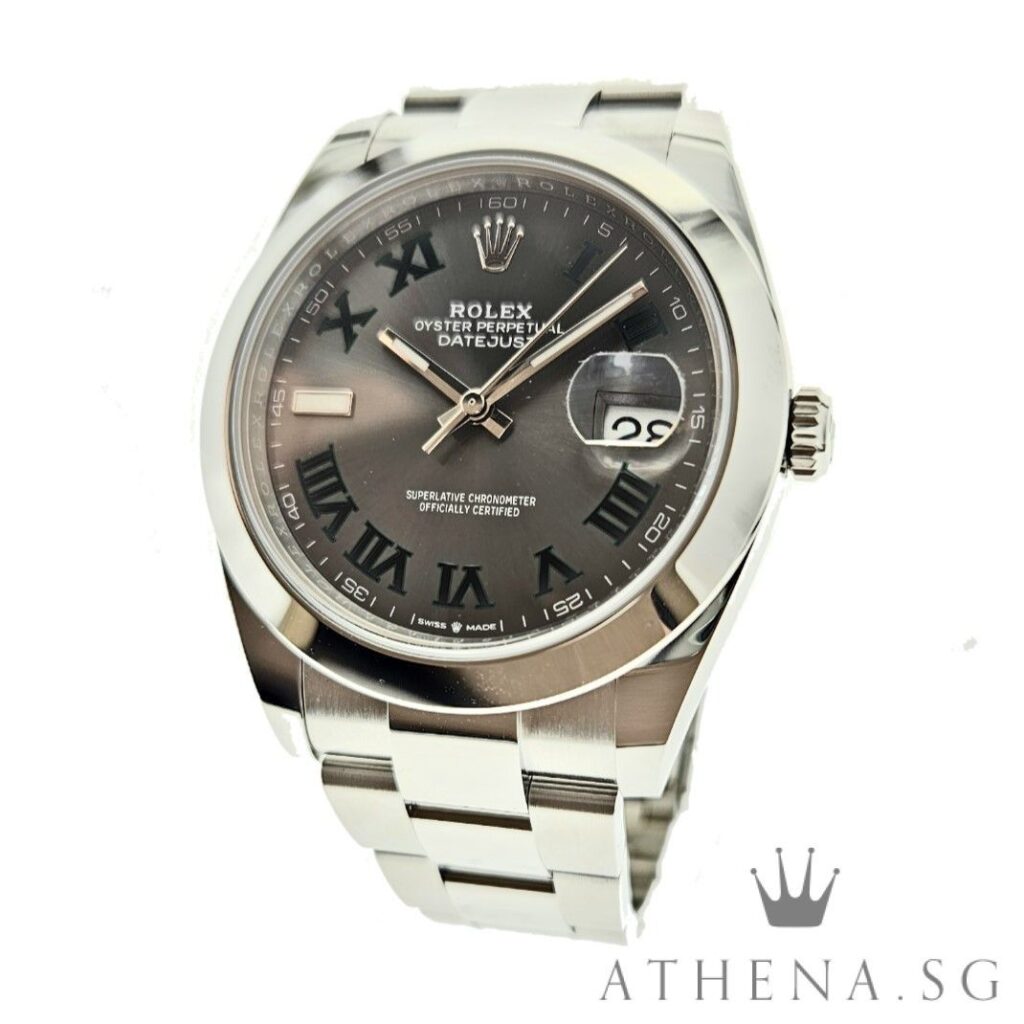 UNWORN!! ROLEX MENS OYSTER PERPETUAL DATEJUST 41 “AN” SERIES “WIMBLEDON SLATE GREY ROMAN DIAL” WITH BOX & CERT DATED (02/2026) (UNDER AGENT WARRANTY) 126300