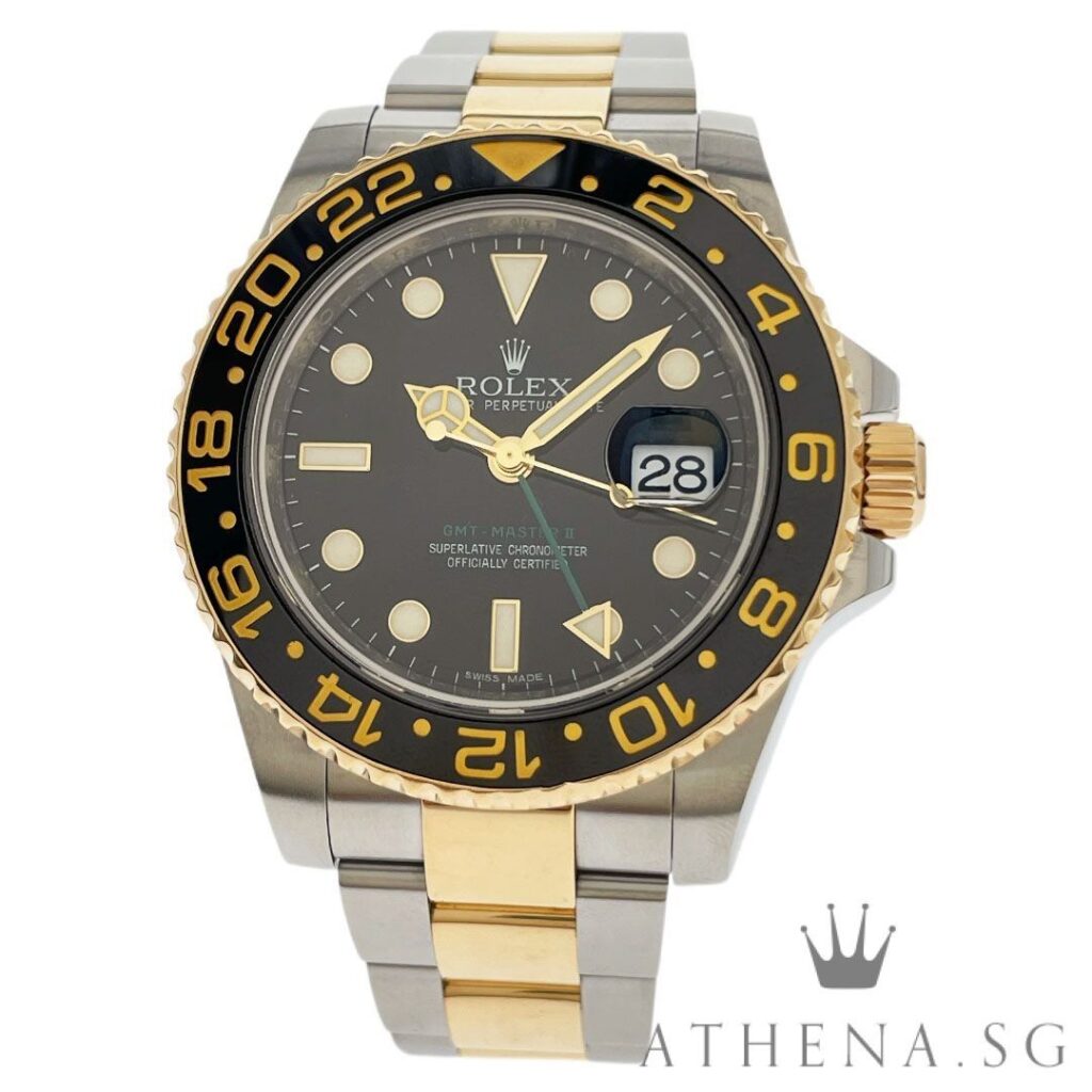 ROLEX 18K HALF YELLOW GOLD ROLESOR OYSTER PERPETUAL GMT MASTER II “AN” SERIES WITH BOX & CERT DATED (01/2017) 116713LN