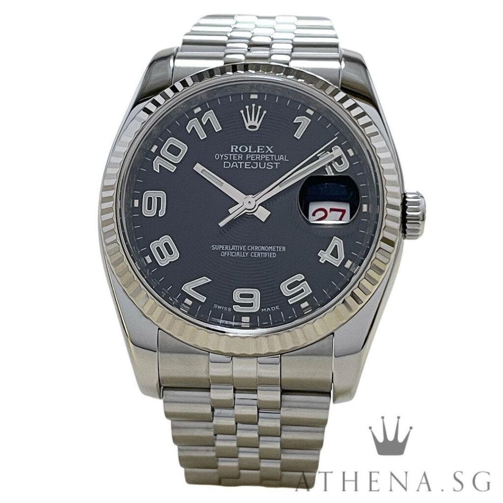 ROLEX OYSTER PERPETUAL DATEJUST 36 “AN” SERIES “BLACK CONCENTRIC NUMERAL DIAL WITH ROULETTE DATE” (WATCH ONLY) 116234
