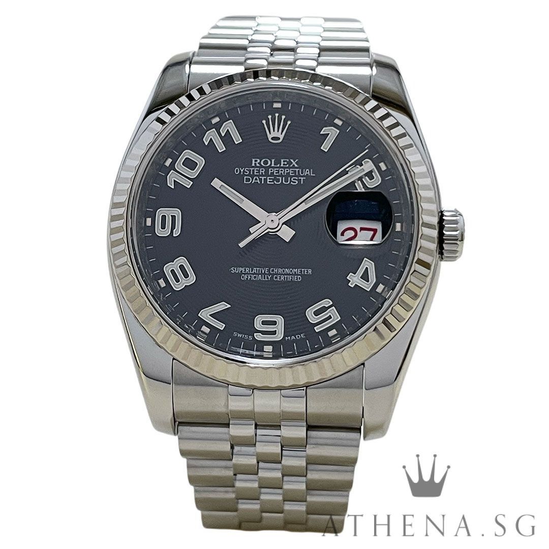 ROLEX OYSTER PERPETUAL DATEJUST 36 “AN” SERIES “BLACK CONCENTRIC NUMERAL DIAL WITH ROULETTE DATE” (WATCH ONLY) 116234